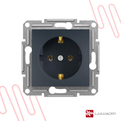 EPH2900171 როზეტი დამიწებით (შავი) — როზეტები და ჩამრთველები